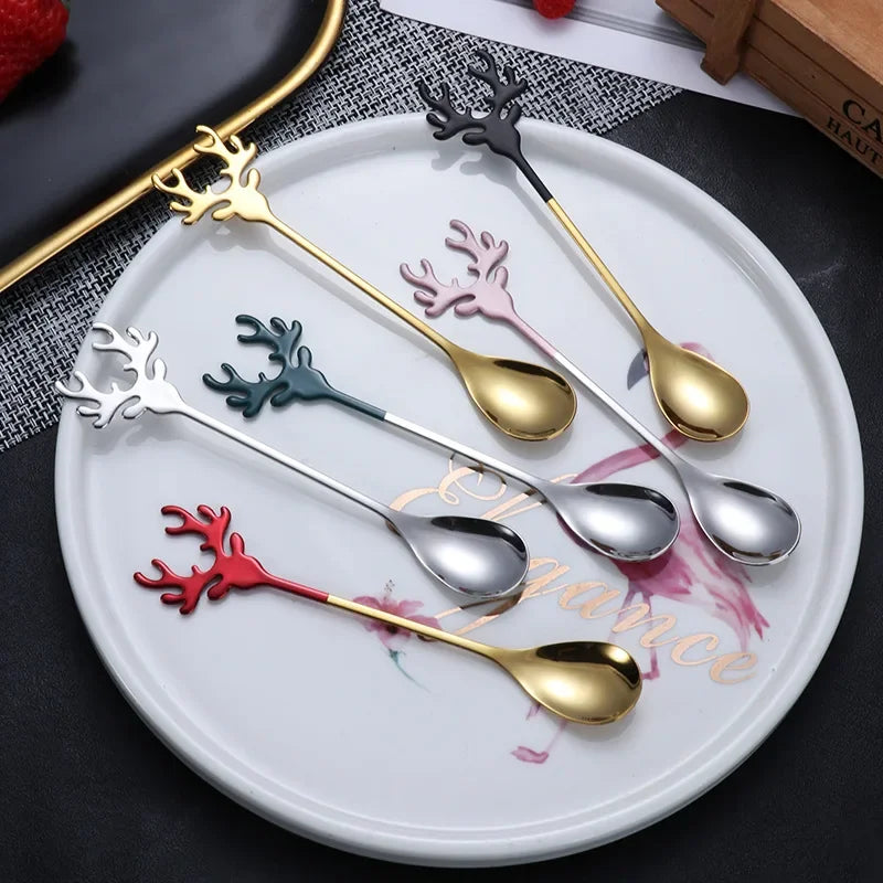 Stainless Steel Cartoon Christmas Elk Spoon