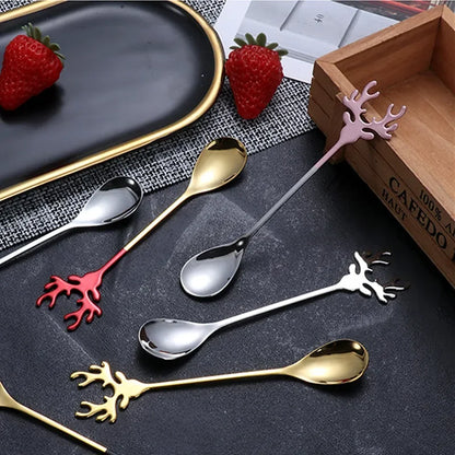 Stainless Steel Cartoon Christmas Elk Spoon