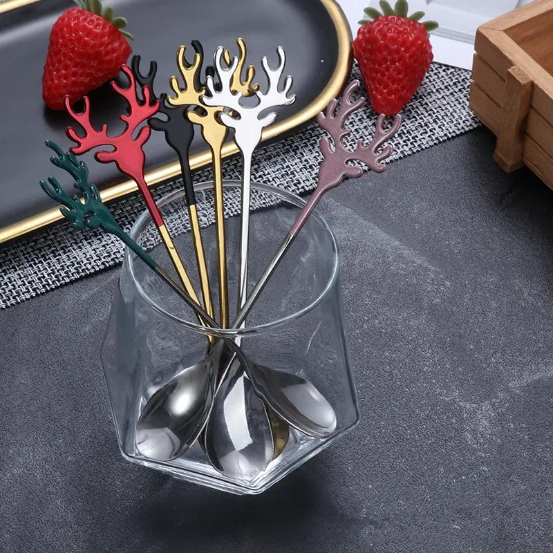 Stainless Steel Cartoon Christmas Elk Spoon