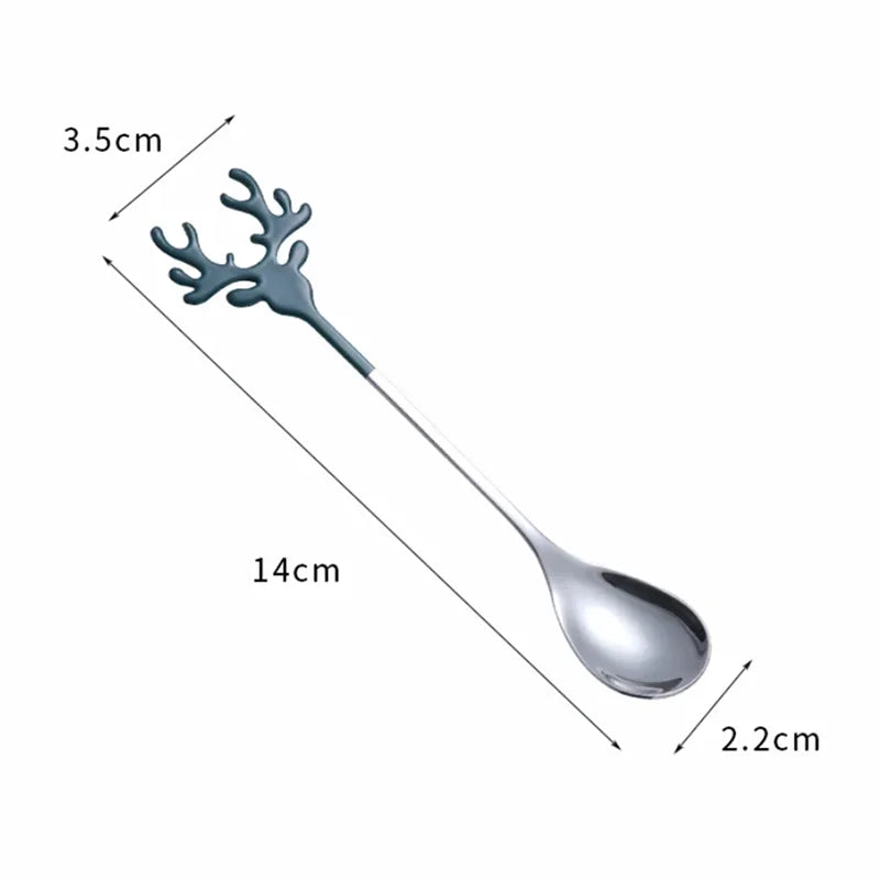 Stainless Steel Cartoon Christmas Elk Spoon