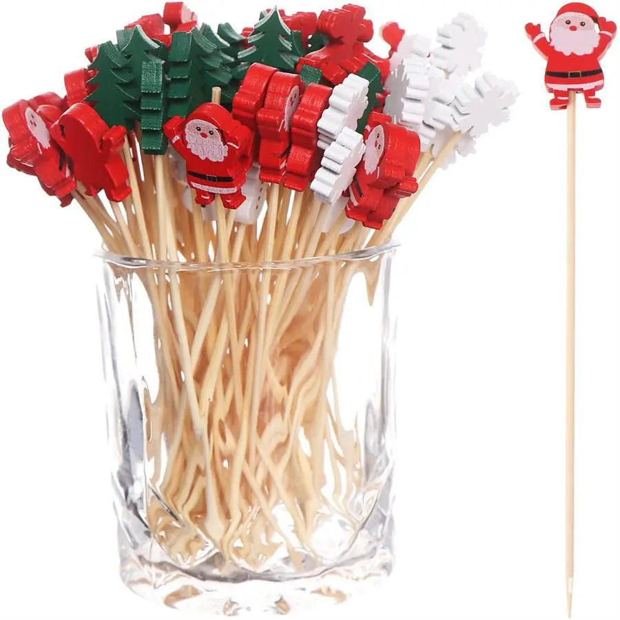 Christmas Bamboo Skewer Cocktail Picks